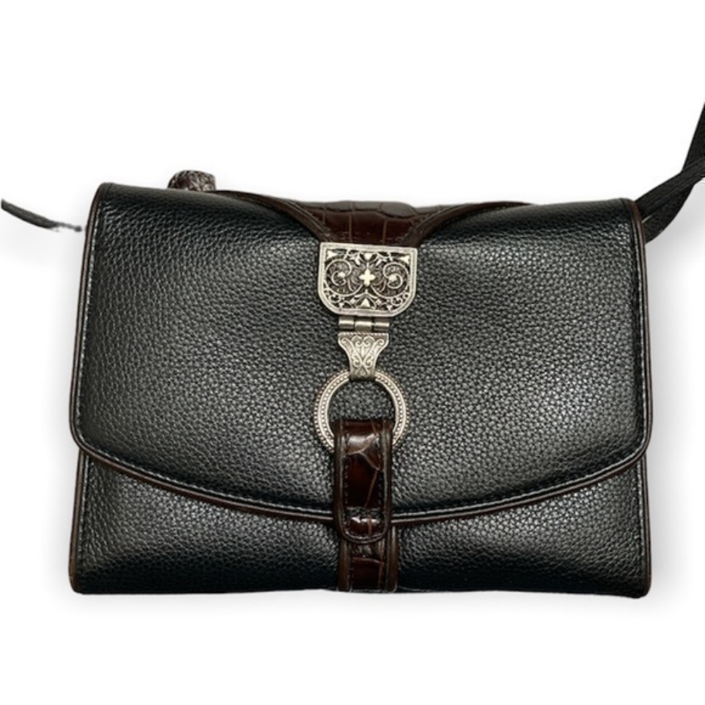 Brighton brown and black leather crossbody bag